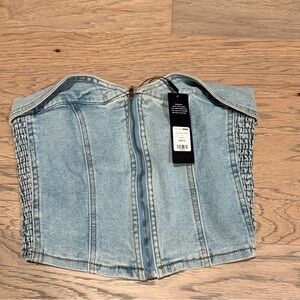 Fashion Nova Light Blue Denim Bustier